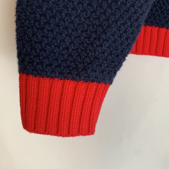 Tommy Hilfiger Navy Blue & Red Knit Zipper Sweater - Picture 4 of 8